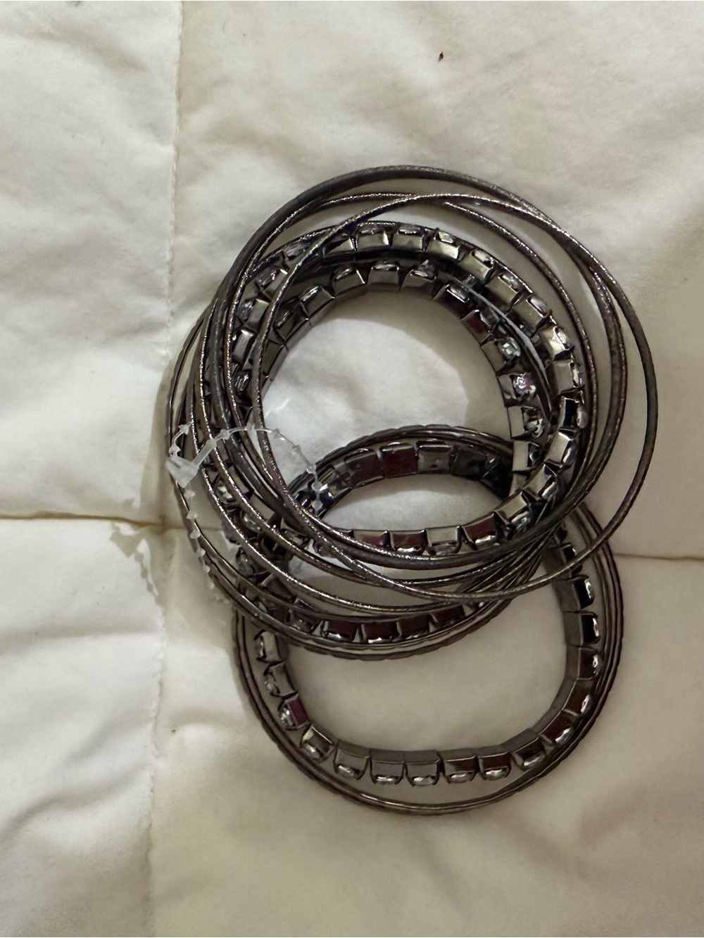 Rhinestone Wrap Bangle Bracelet - Silver Crystal - Picture 2 of 2